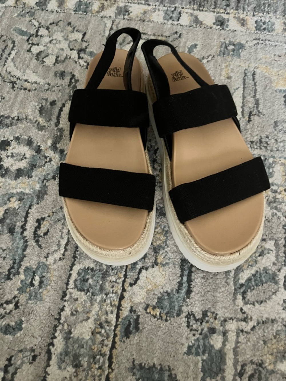 wild fable Black Dual-Strap Slingback Platform Sandals